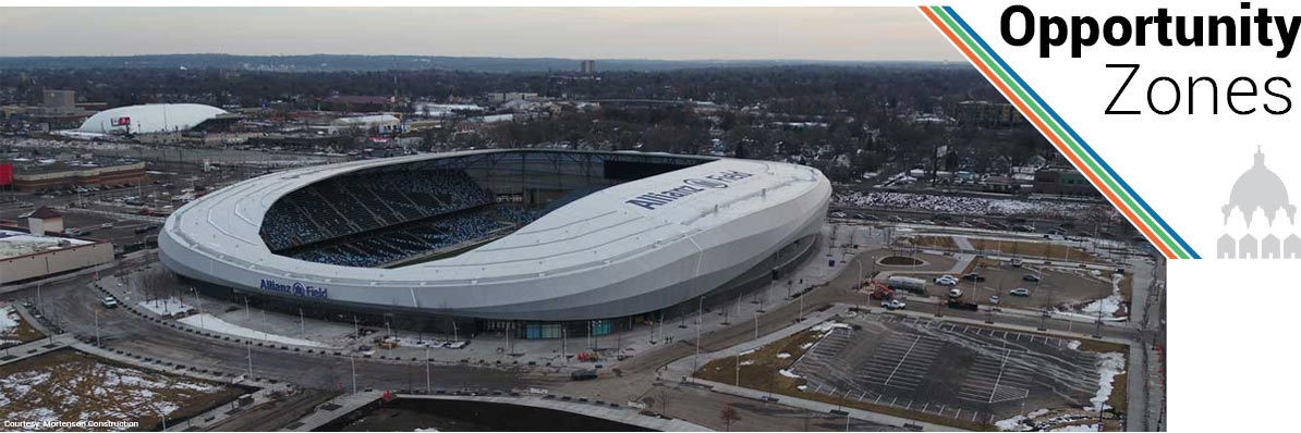 An Aerial View of the Allianz Field Soccer Stadium under construction