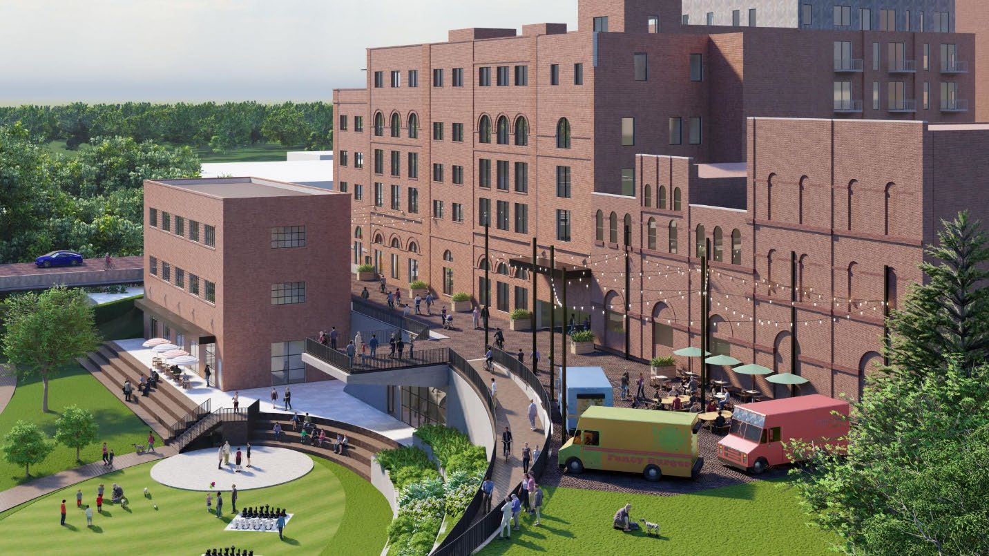 Hamm's Redevelopment Rendering of former brewery and outdoor space from JB Vang