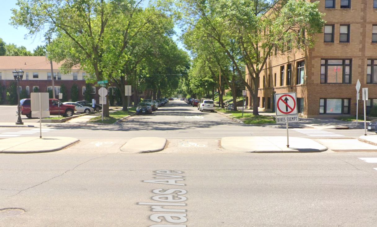 Saint Paul street with traffic diversion to allow bikes and not cars