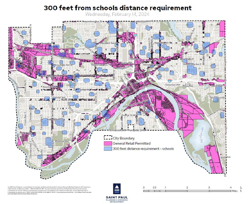 Cannabis - 300 feet from schools distance requirement