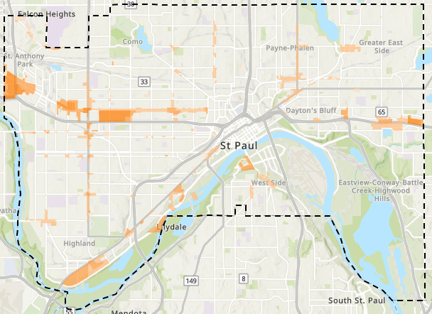 T Districts Study Area Map