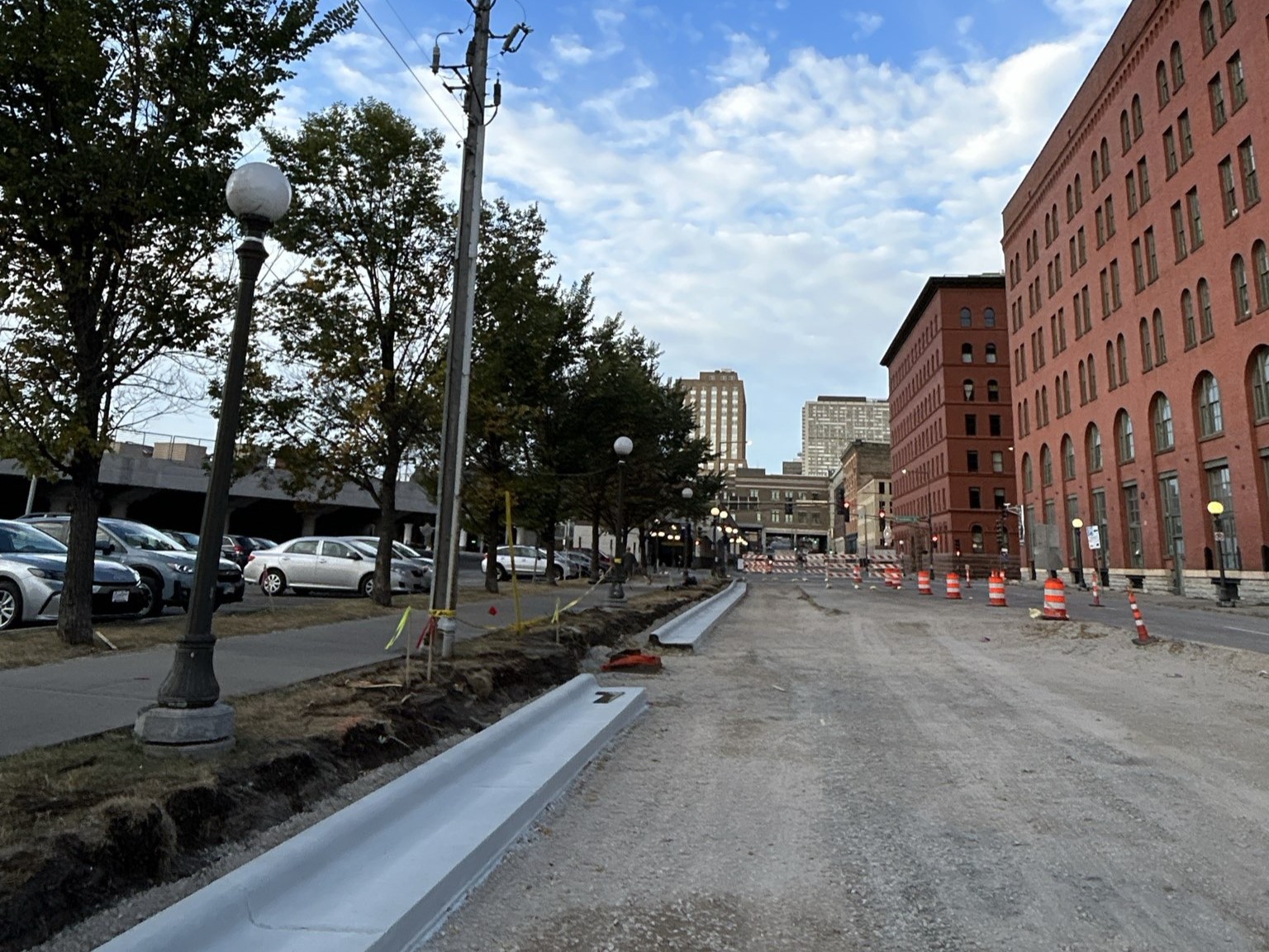 Pouring concrete curb