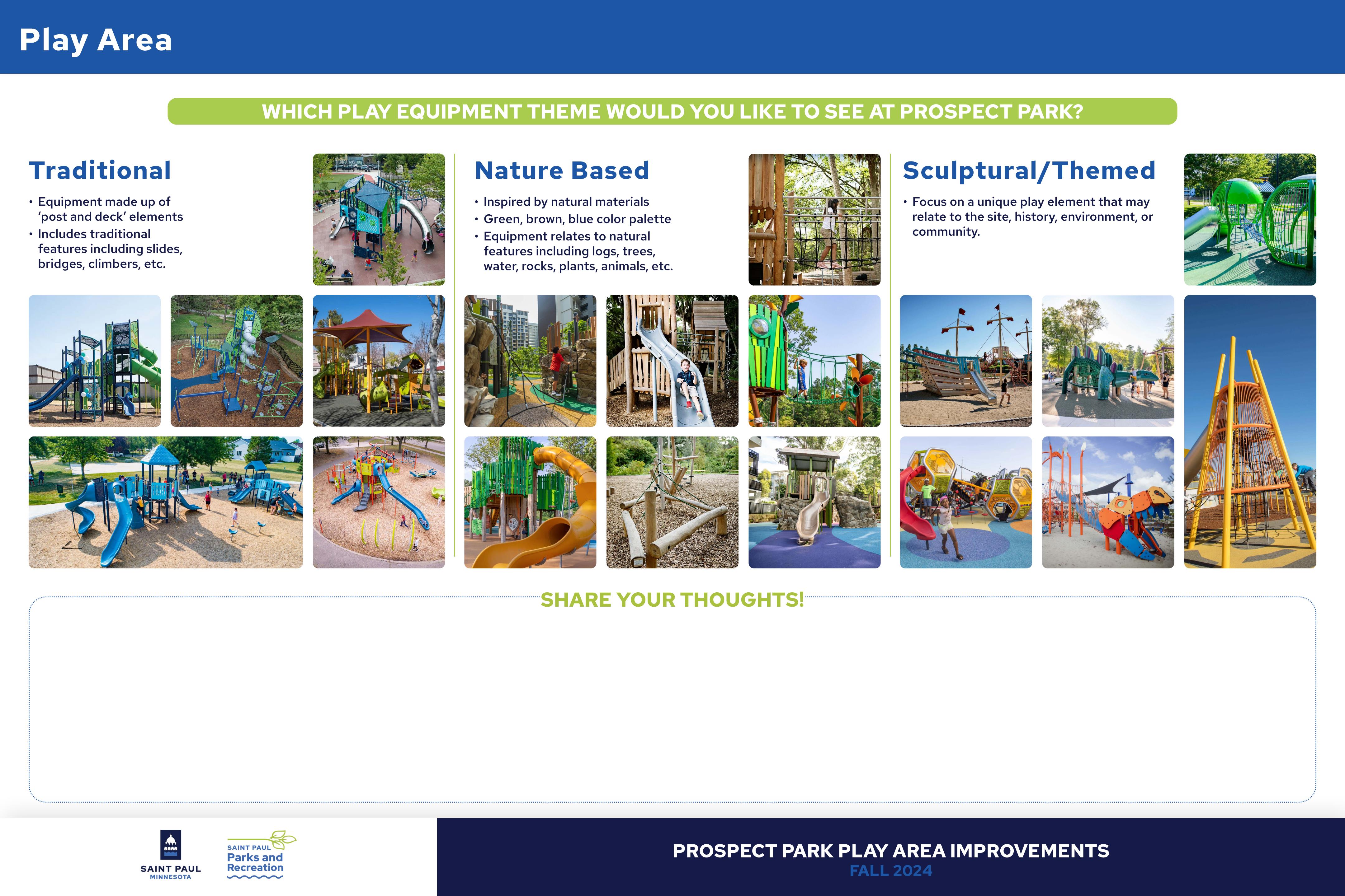 Prospect Park - Play Equipment Theme Feedback