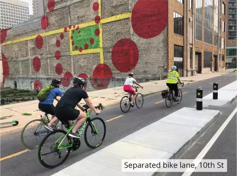 separated bike lane, 10th St downtown