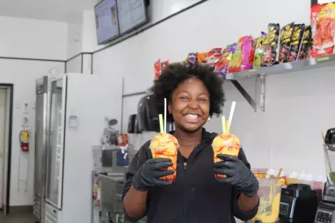 Intern working at Scoopz Ice Cream