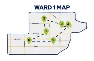 Map of Ward 1 Rondo-Frogtown Loop locations