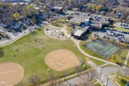 Image of Dayton's Bluff and outdoor area taken from air