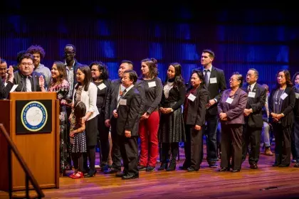 Councilmember Yang with family and friends at her inauguration in 2020