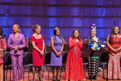 January 9, 2024 St Paul City Council Inauguration showing all 7 councilmembers on stage.