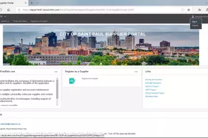 LOG IN: Access the Supplier Portal via stpaulbids.com. Log into your account by clicking the Anonymous Anonymous at the upper right hand corner of your browser. If you not yet registered, please refer to the instructions on how to register.