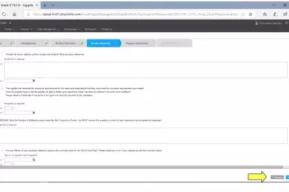 QUESTION RESPONSES: Answer all questions as required in the solicitation. Click Next when you are done.