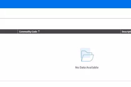 COMMODITY CODES: Click “Select Commodity Codes” in the right hand corner to bring up the list of commodity codes. You may type a keyword into the search box.