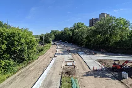 Photo showing construction on Ayd Mill Road as of 9.4.20